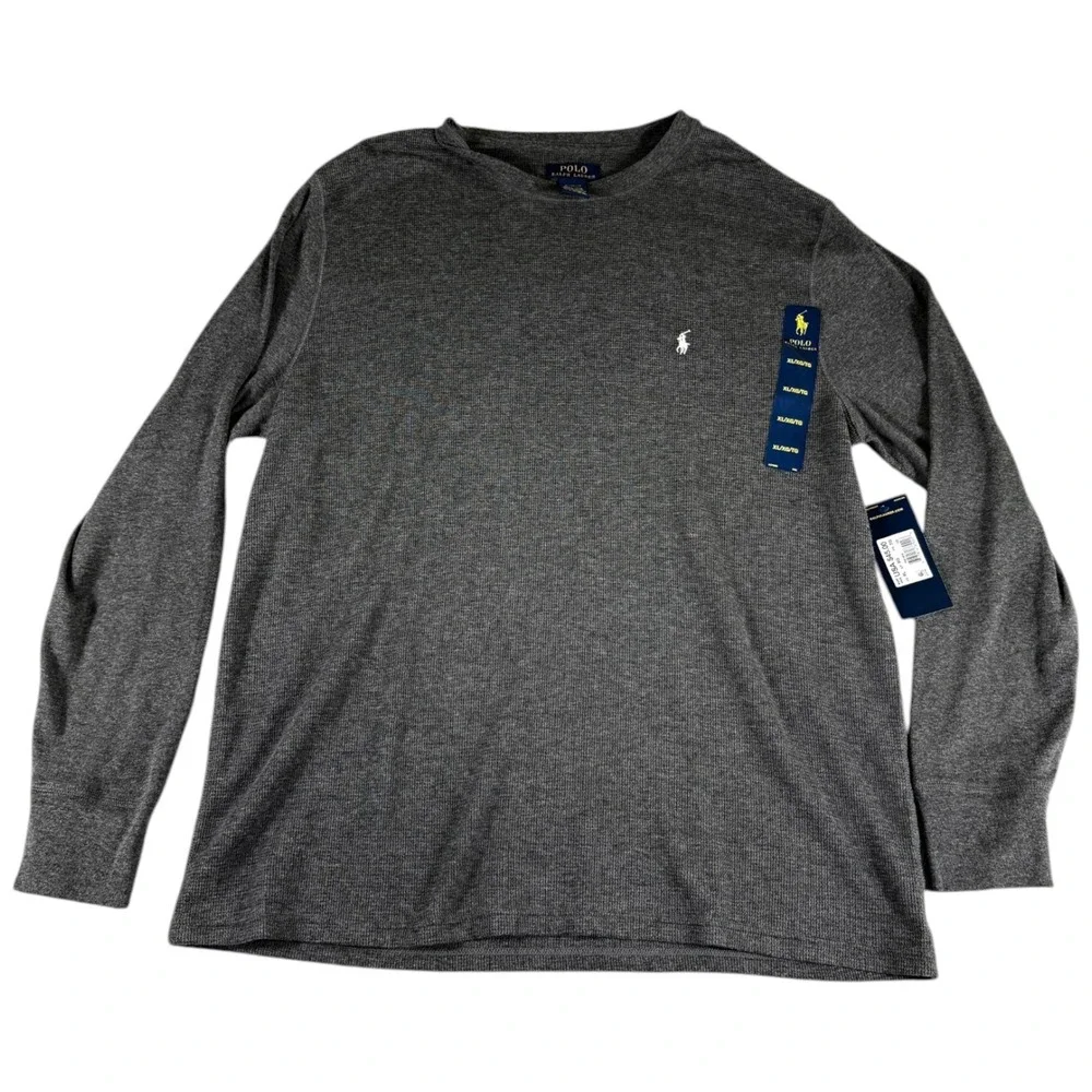 Polo Ralph Lauren Waffle Knit Shirt Mens XL Gray Thermal Long Sleeve Rugged NWT